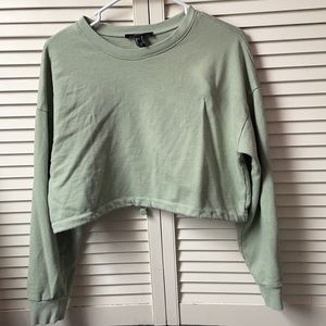 Forever21 green cropped long sleeve small